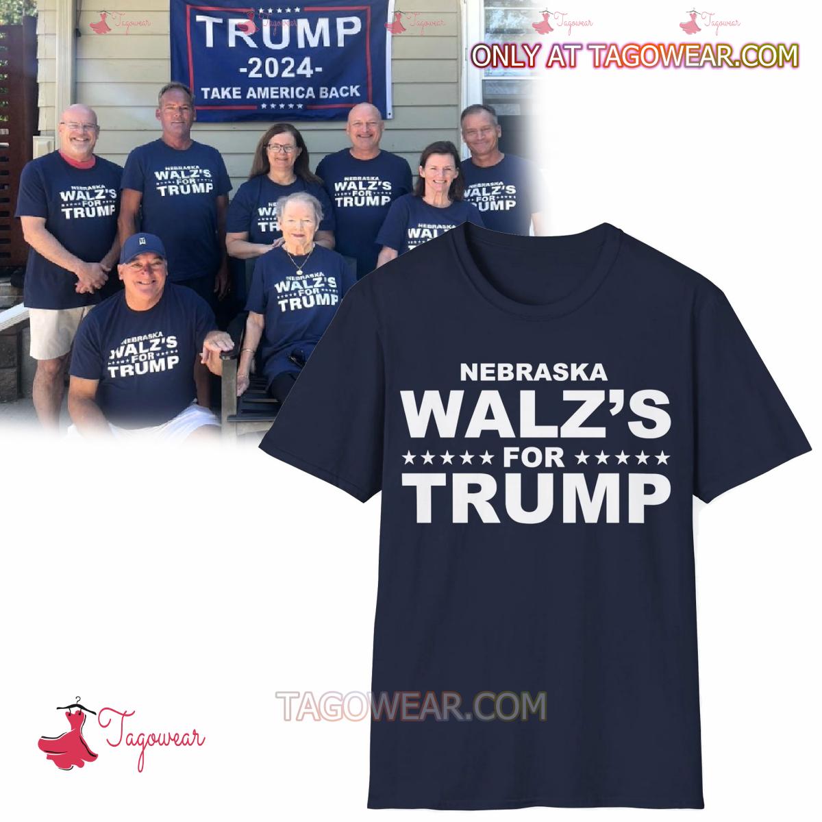 Tim Walz's Family Wearing Nebraska Walz's For Trump T-shirt